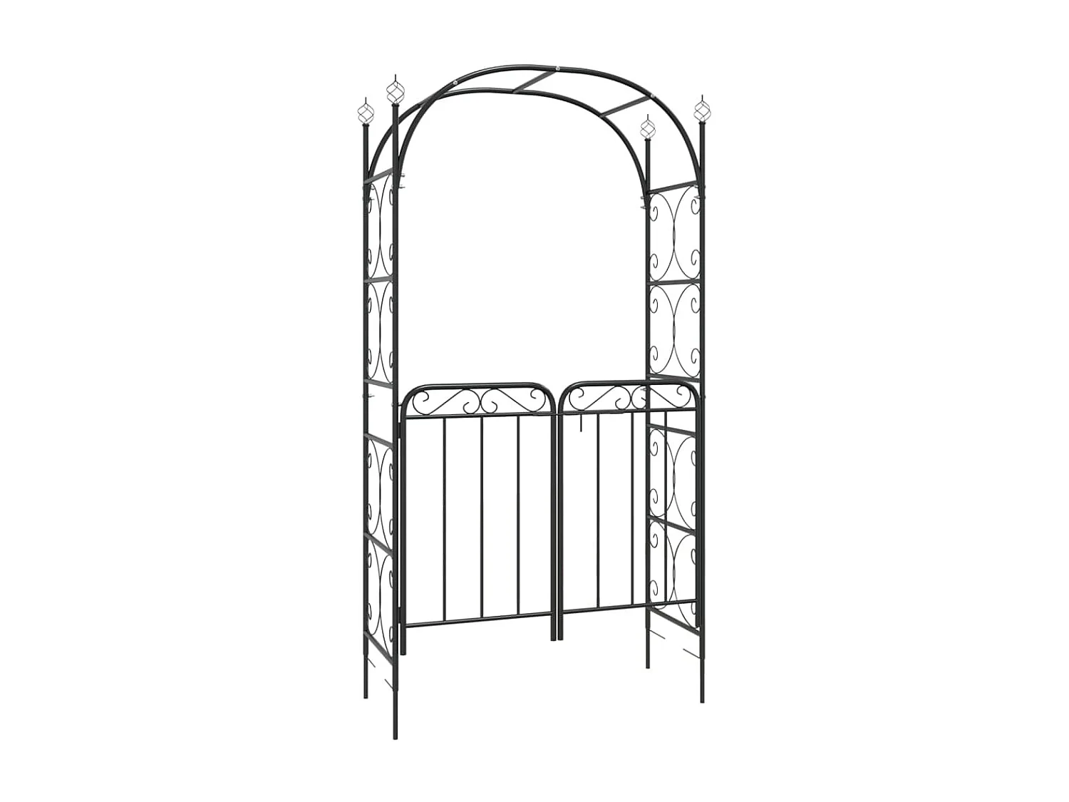 Arche de jardin avec portail noir 108x45x235 cm acier