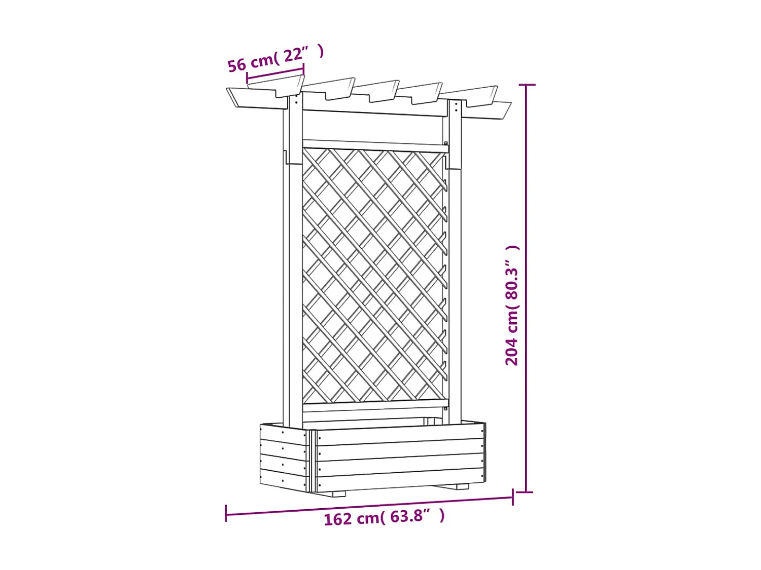 Pergola plantenbak 162 x 56 x 204 cm Hout