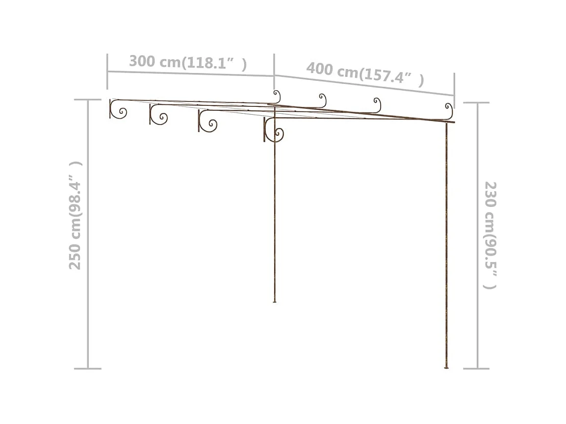Gartenpergola Antikbraun 4x3x2,5 m Eisen