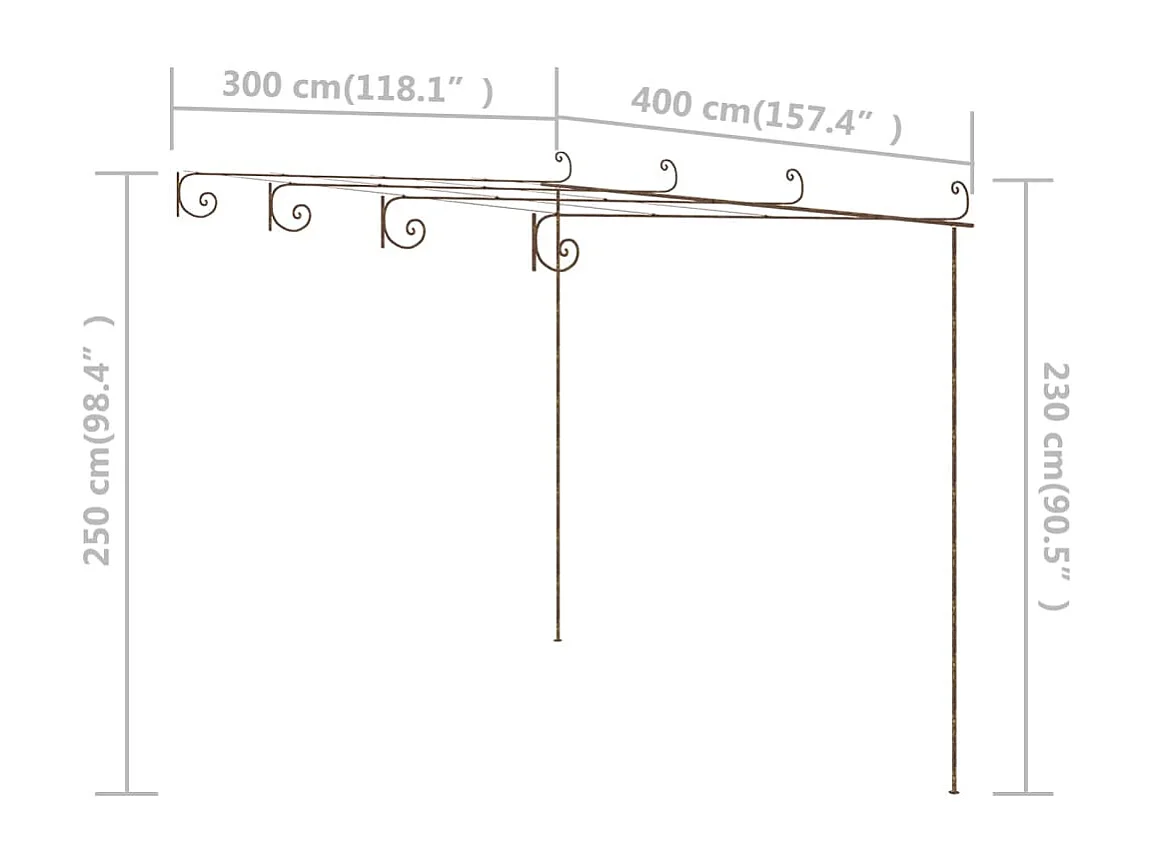 Pergola de jardin Marron antique 4x3x2,5 m Fer