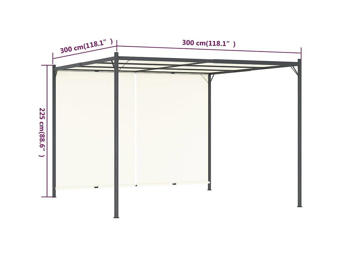 Pérgola con techo regulable Blanco Crema 3x3 m Acero