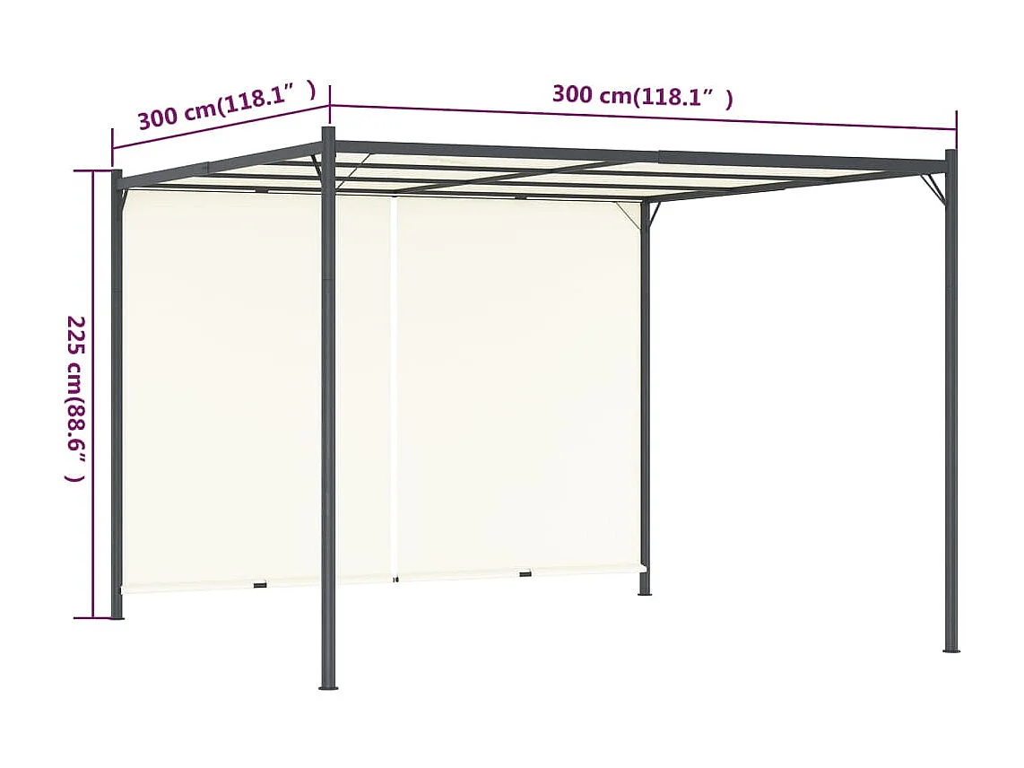 Pergola avec toit réglable Crème Blanc 3x3 m Acier