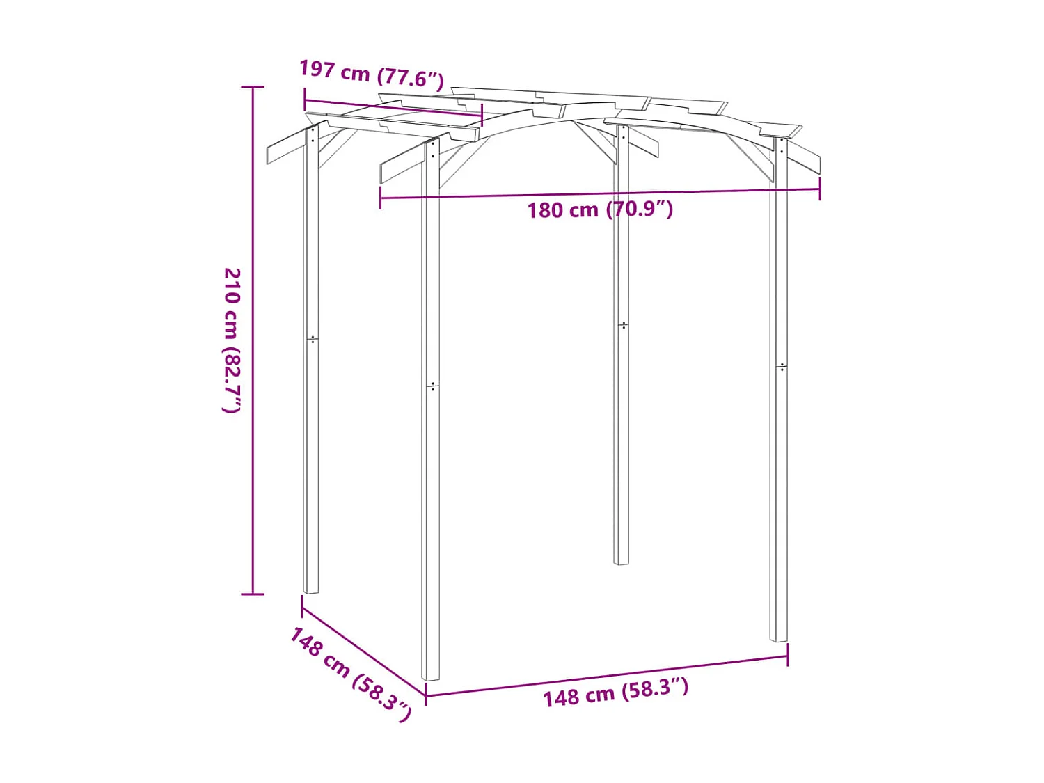 Pergola de jardin 180x197x210 cm Bois de pin imprégné