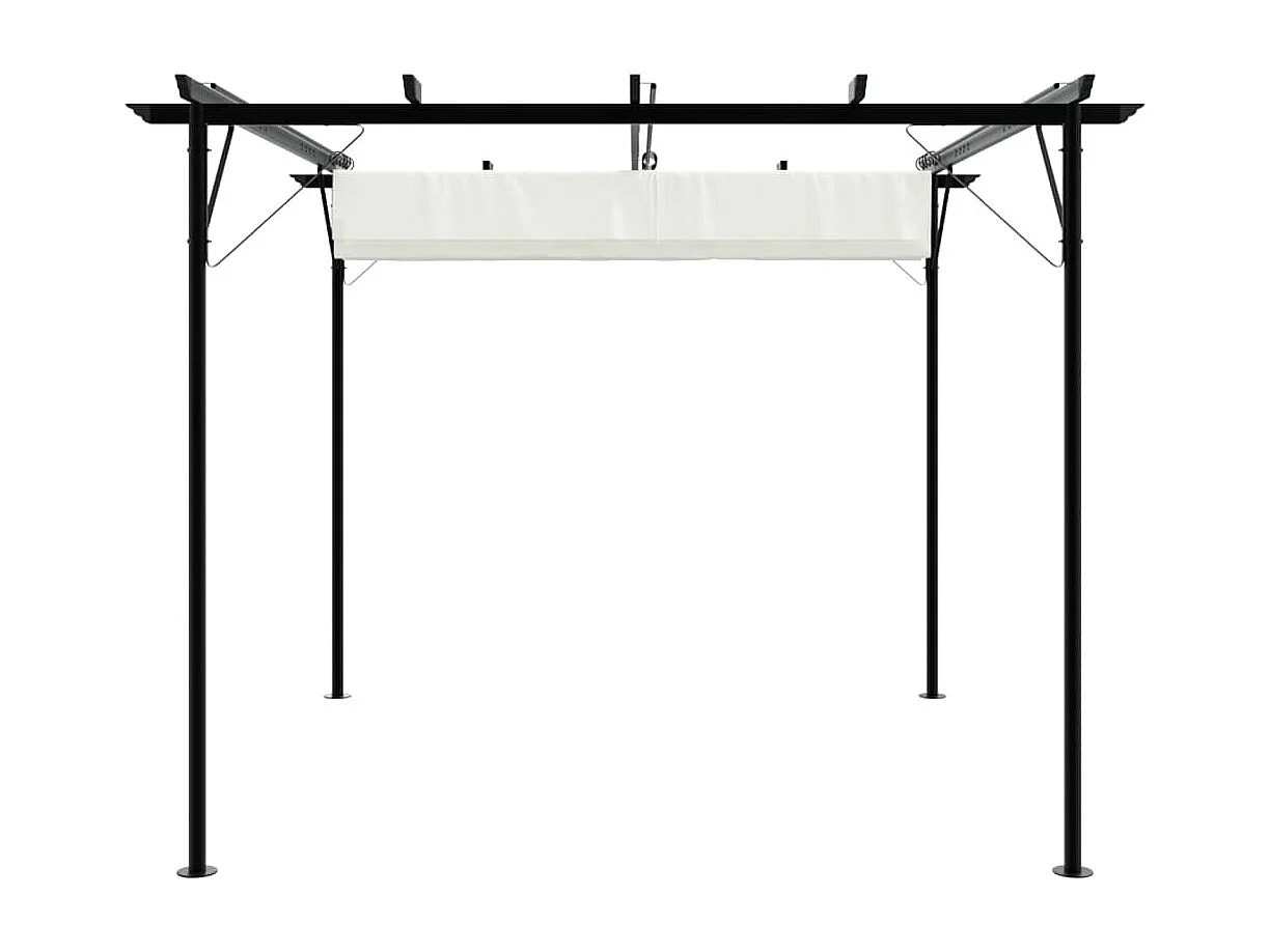Pérgula com teto retrátil Branco creme 3 x 3 m Aço