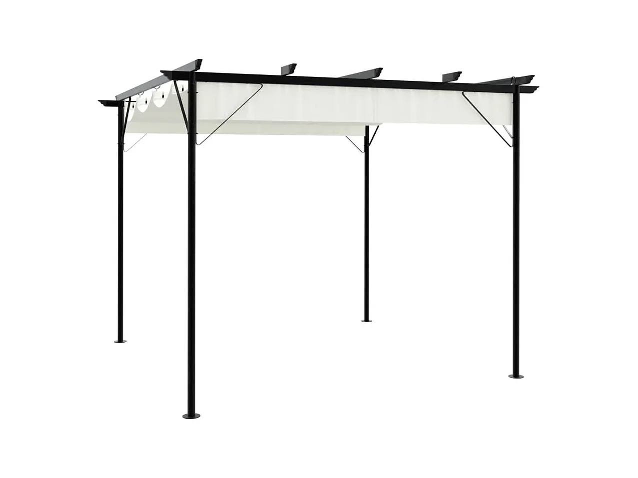 Pergola avec toit rétractable Blanc crème 3 x 3 m Acier