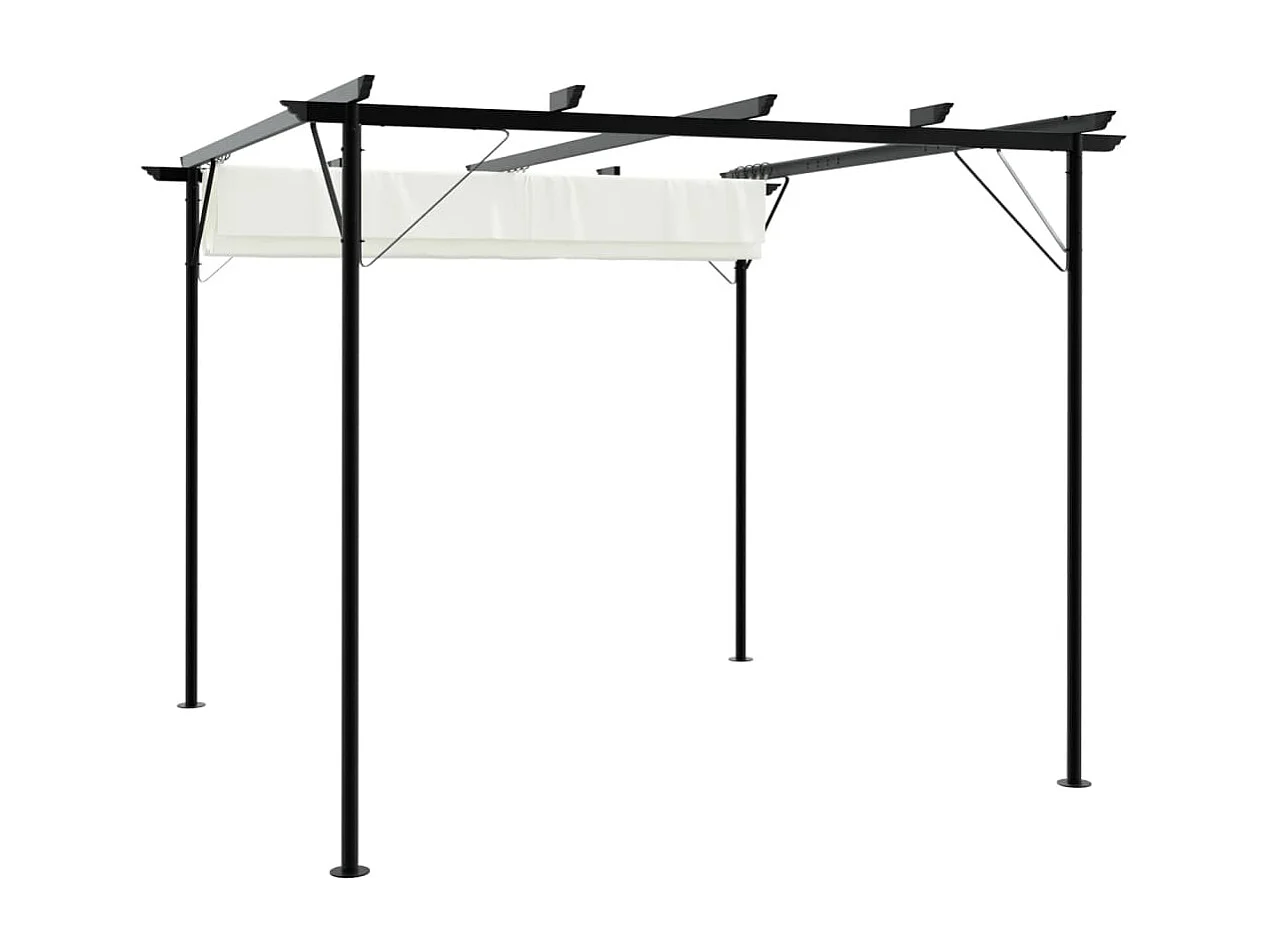Pérgola con techo retráctil Blanco crema 3 x 3 m Acero