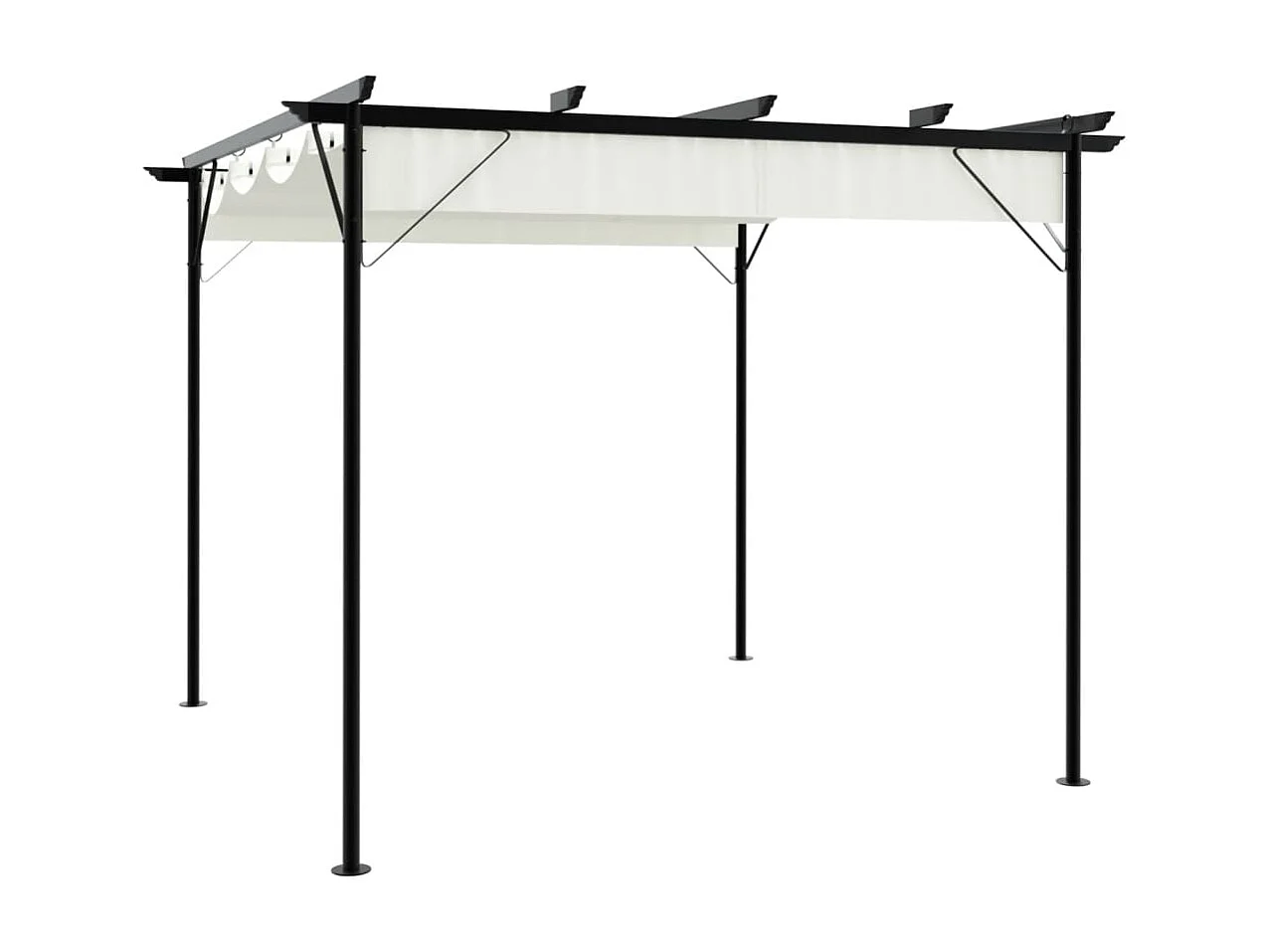 Pérgola con techo retráctil Blanco crema 3 x 3 m Acero