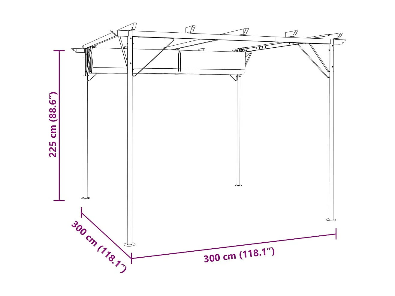 Pergola avec toit rétractable Blanc crème 3 x 3 m Acier