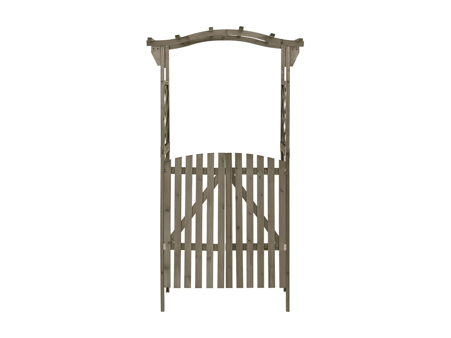 Pérgola con cancela 116x40x204 cm Gris Madera maciza de abeto