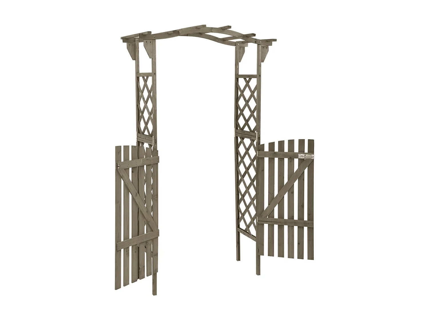 Pérgola con cancela 116x40x204 cm Gris Madera maciza de abeto