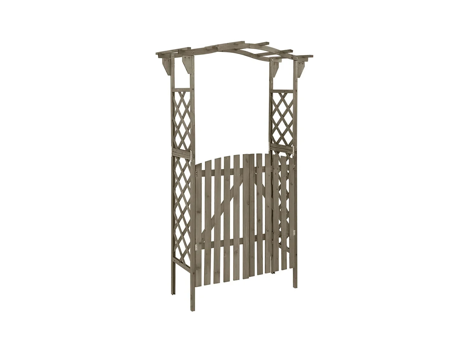 Pergola mit Tor 116x40x204 cm Grau Massives Tannenholz