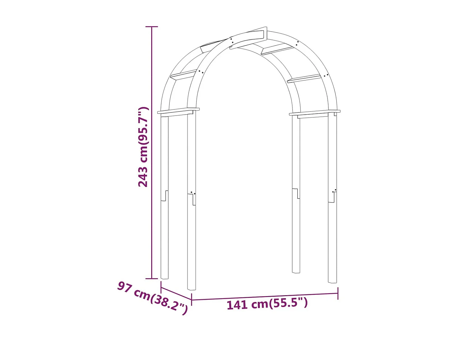 Arche 141x97x243 cm Bois de pin massif imprégné