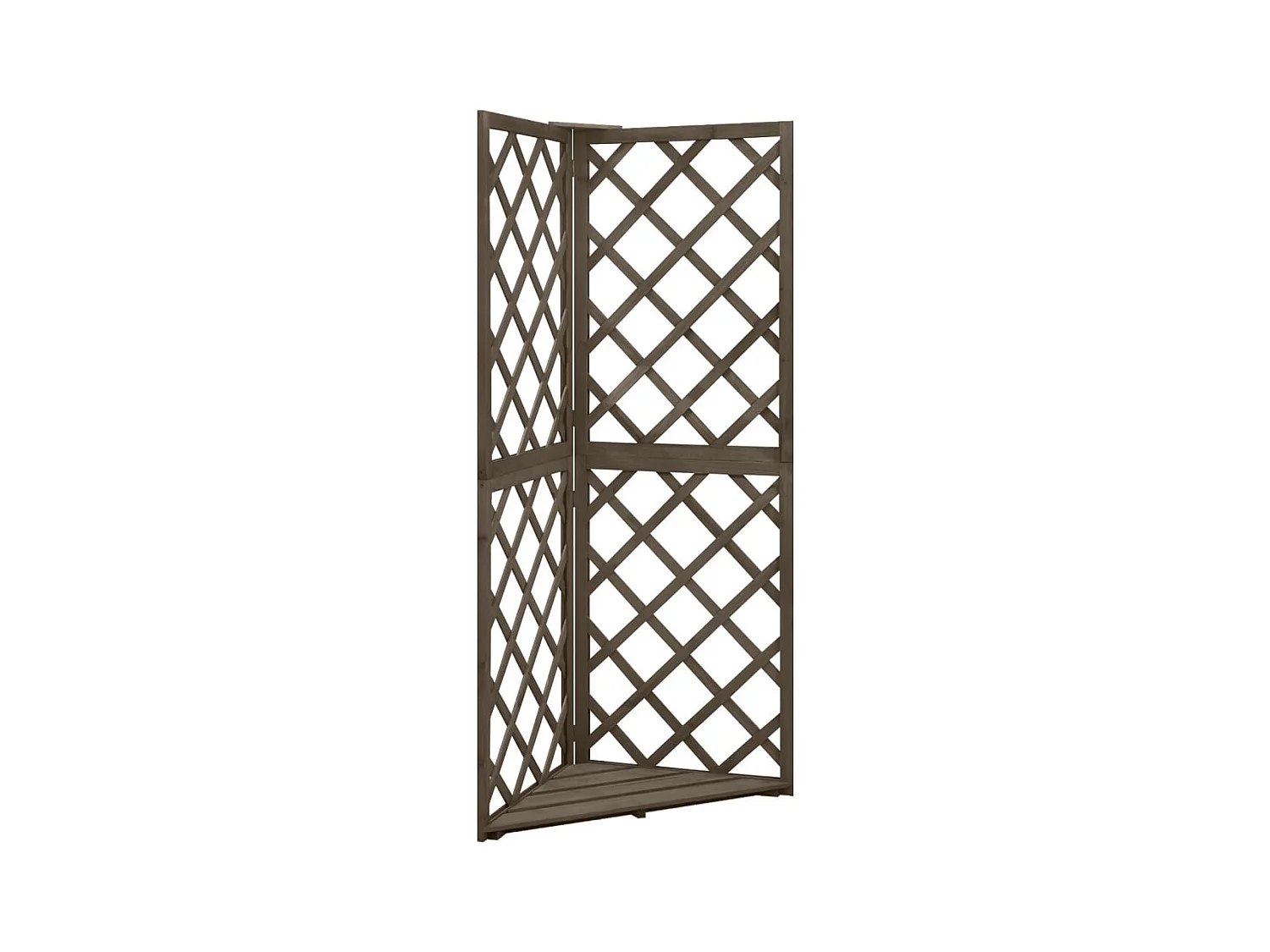 Treillis d'angle Gris 50x50x145 cm Bois de sapin massif