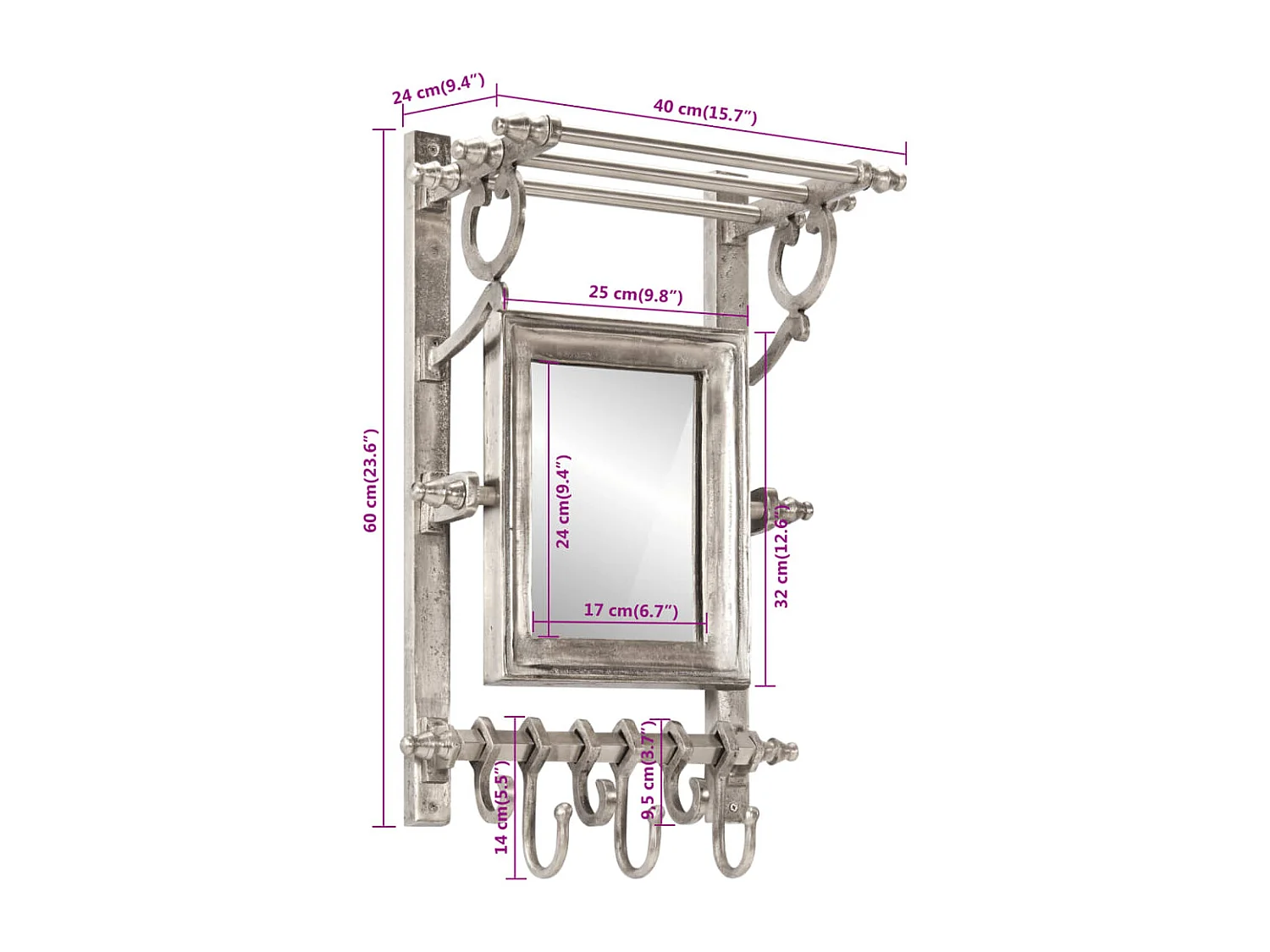 Gepäckträger mit Wandaufhängern aus Aluminium