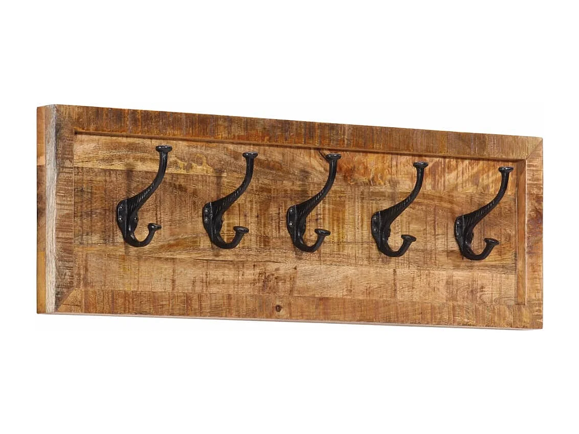 Porte-manteau mural avec 5 crochets bois de manguier massif