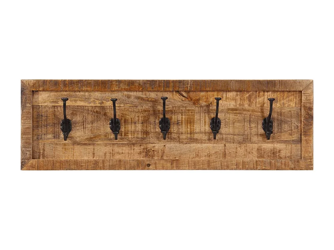 Porte-manteau mural avec 5 crochets bois de manguier massif