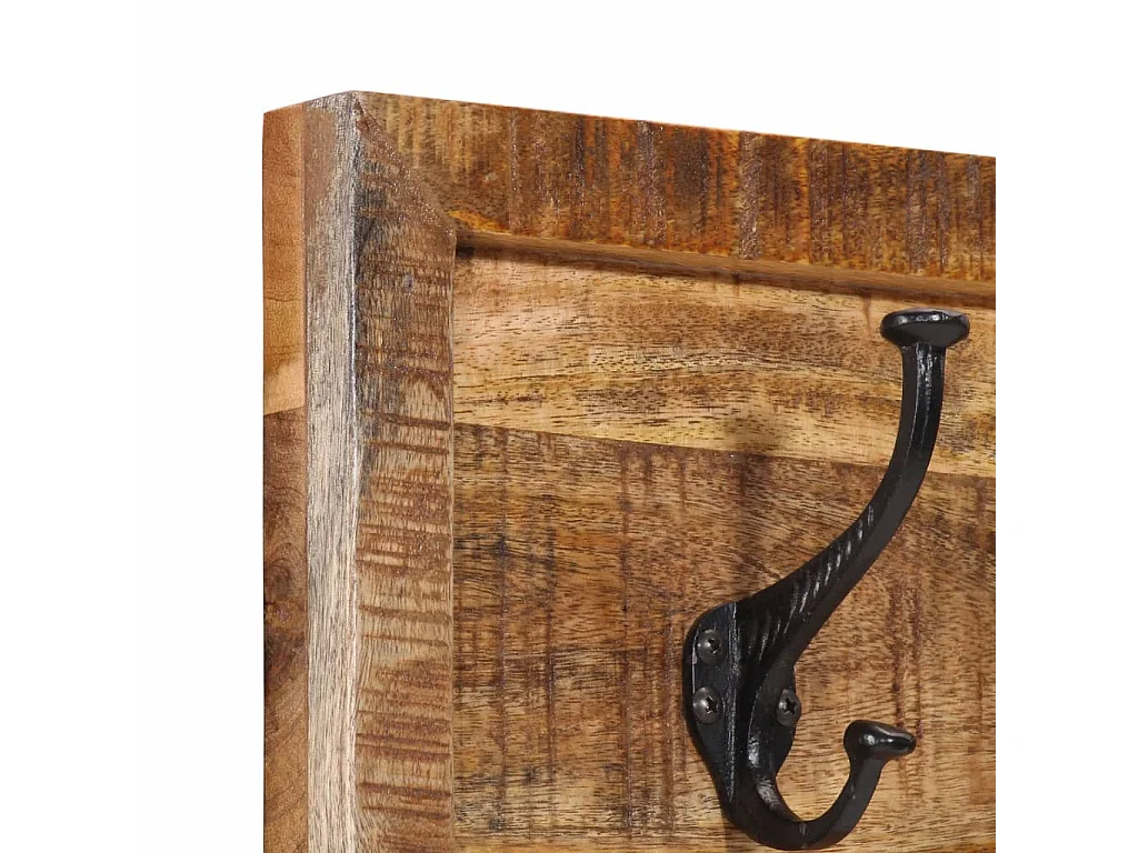 Porte-manteau mural avec 5 crochets bois de manguier massif