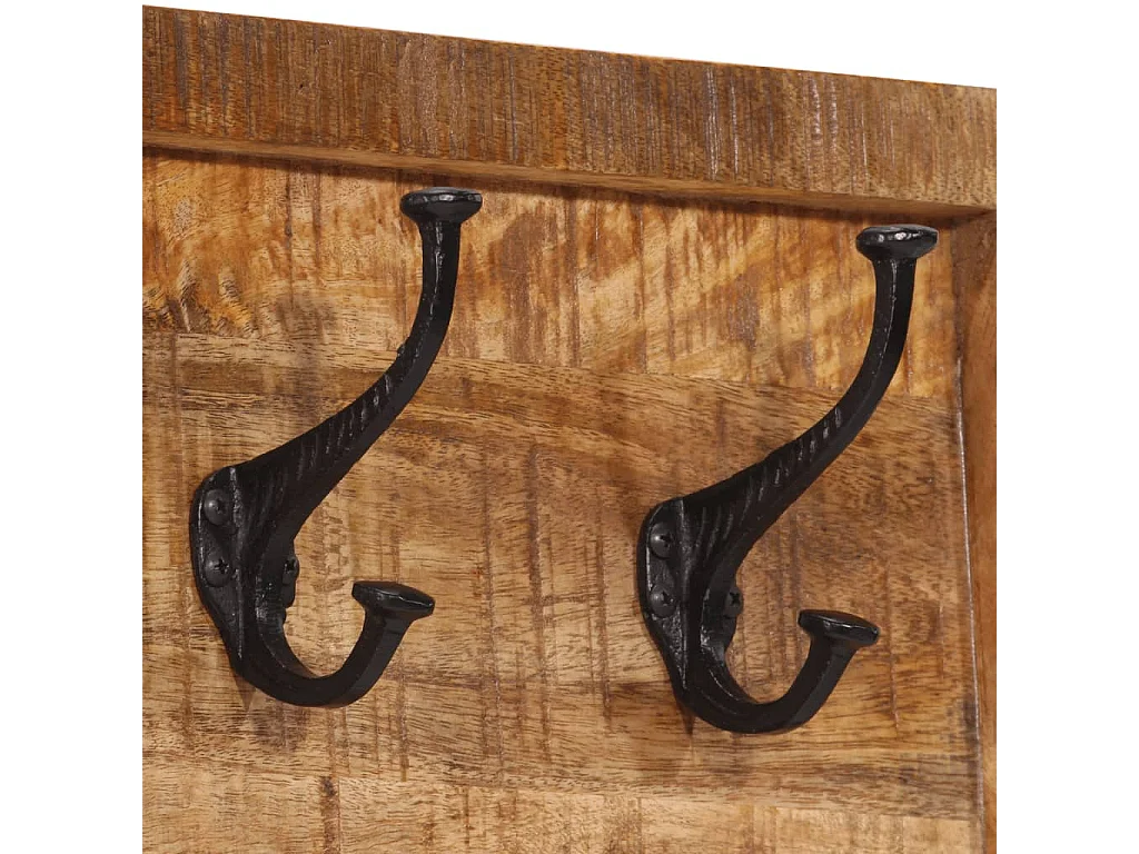 Porte-manteau mural avec 5 crochets bois de manguier massif