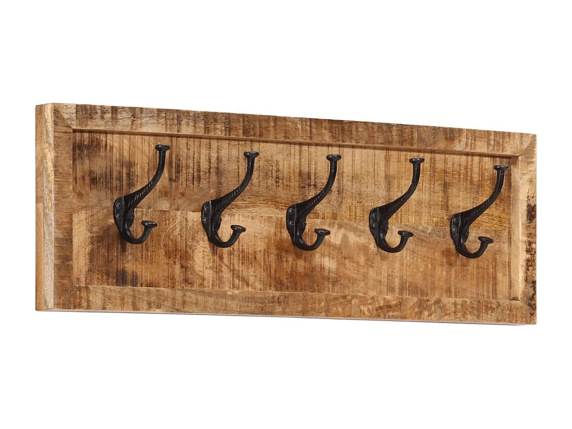 Porte-manteau mural avec 5 crochets bois de manguier massif