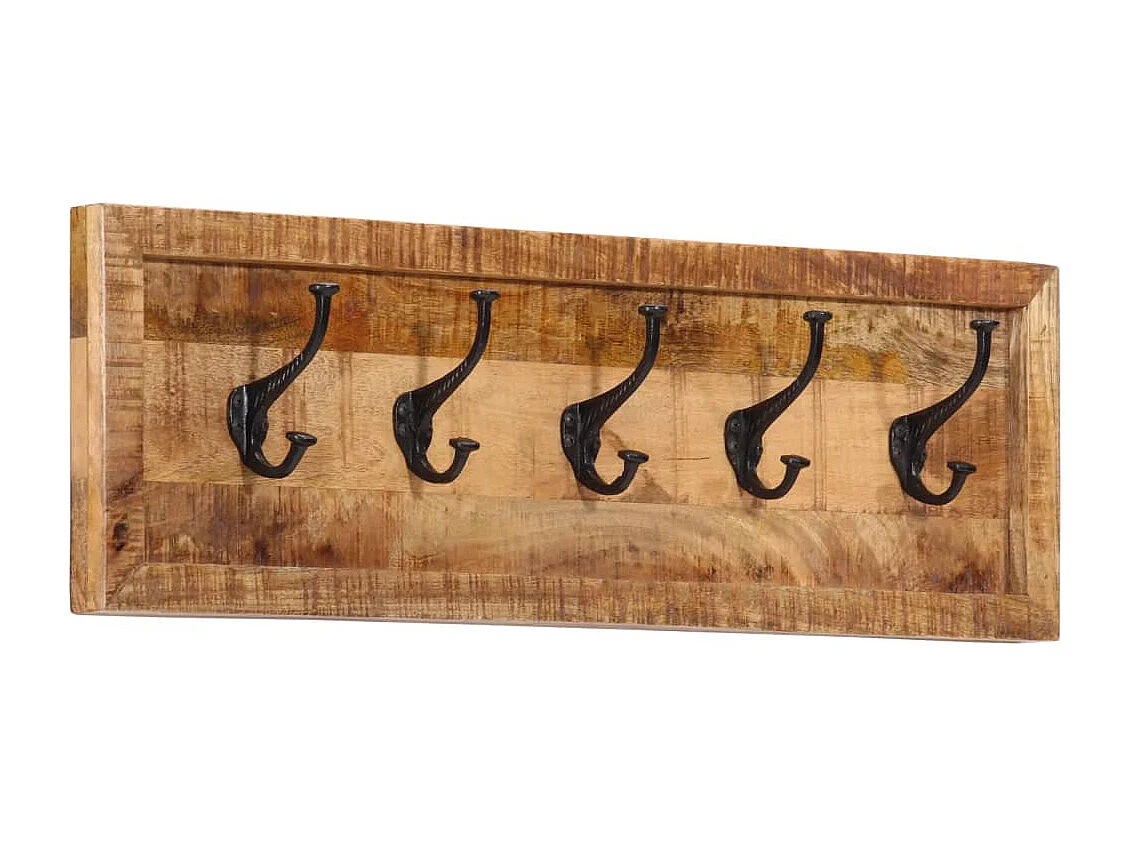 Porte-manteau mural avec 5 crochets bois de manguier massif