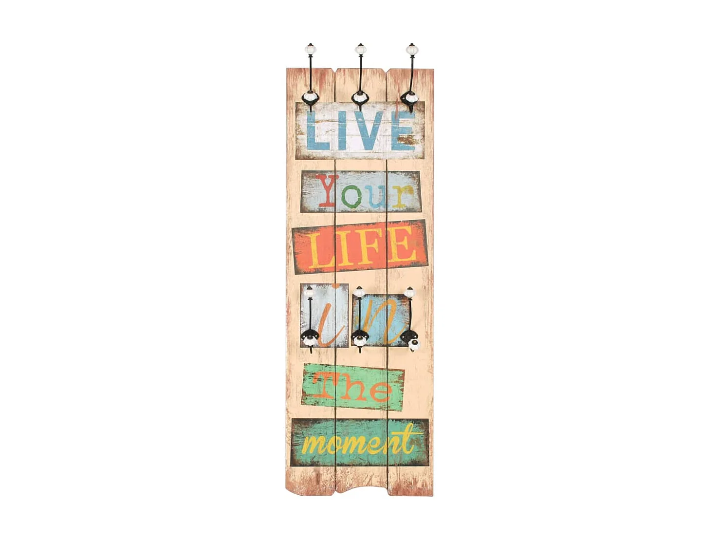 Cabide de parede com 6 ganchos 120 x 40 cm LIVE LIFE