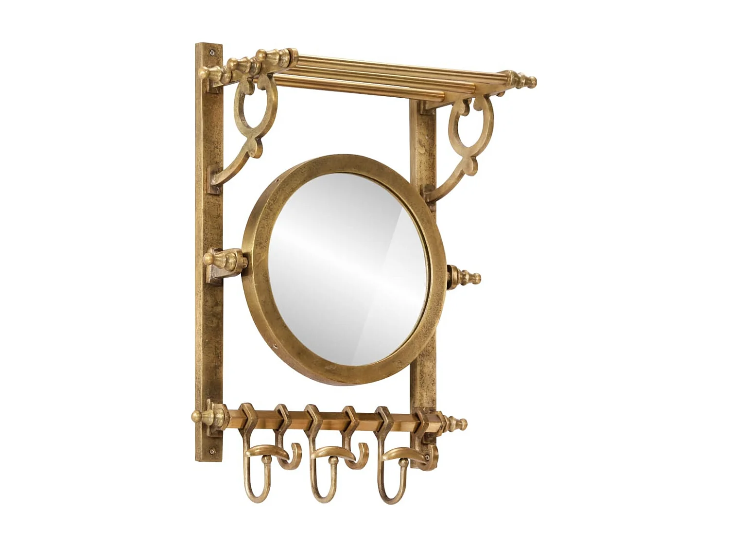 Gepäckträger mit Kleiderbügeln und Wandspiegel aus Aluminium