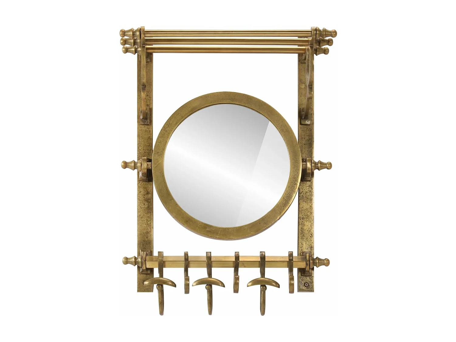 Gepäckträger mit Kleiderbügeln und Wandspiegel aus Aluminium