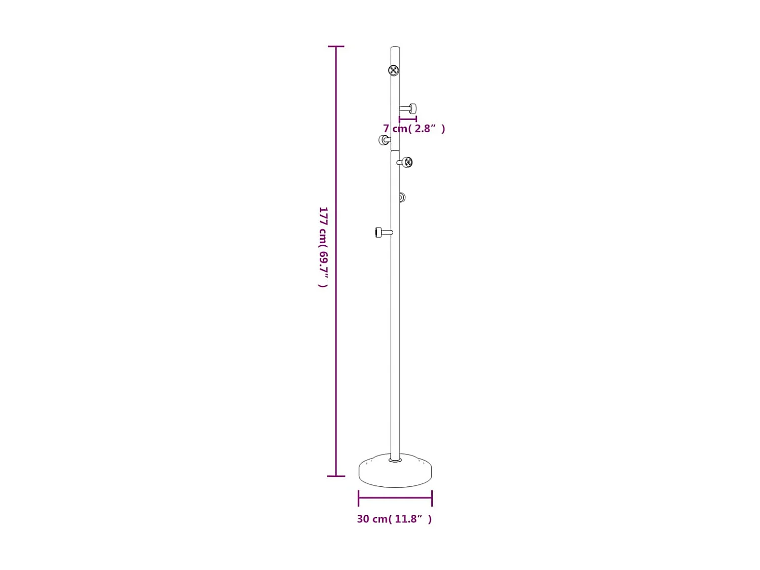 Appendiabiti nero 177 cm in ferro verniciato a polvere