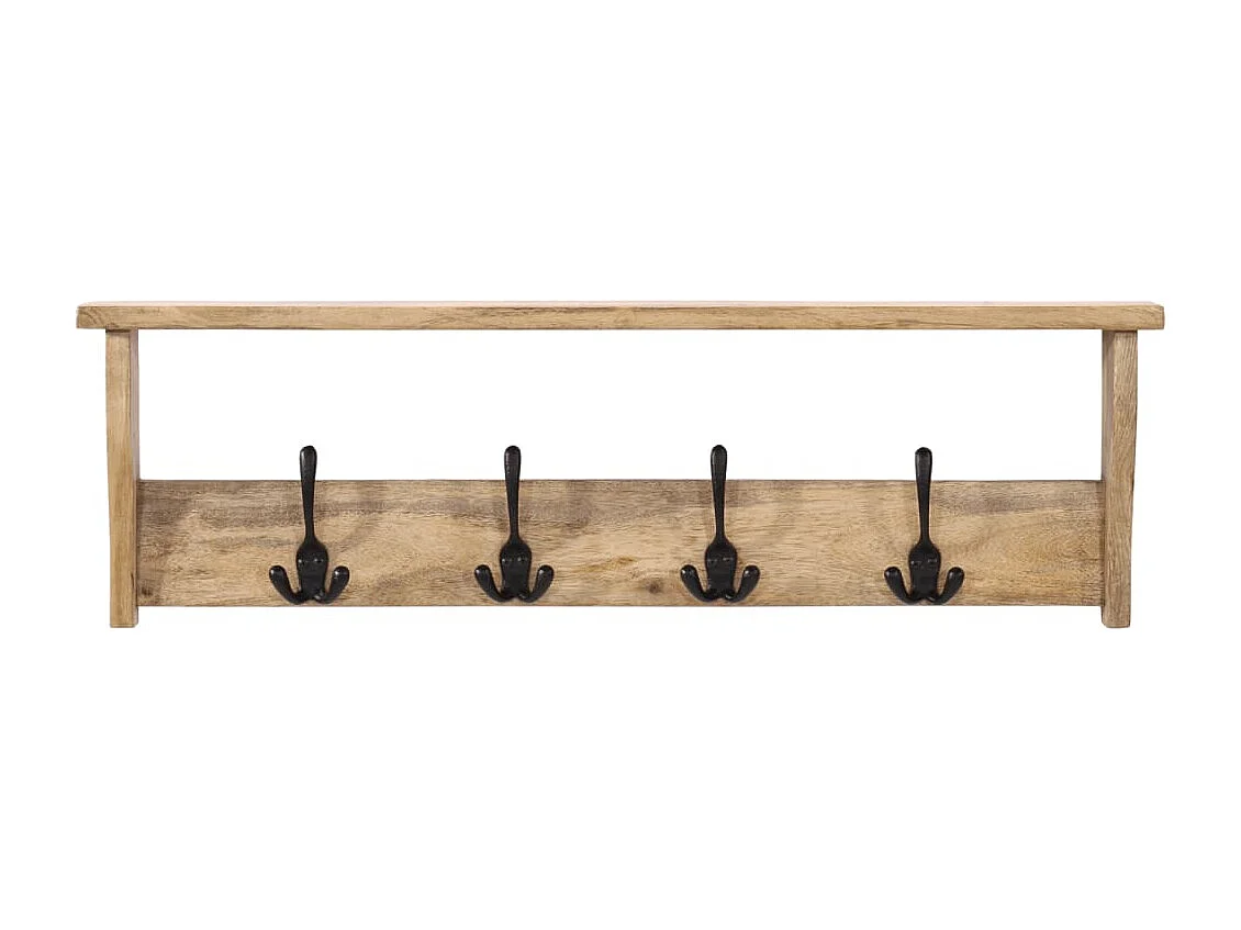 Wandgarderobe mit 4 Haken aus massivem Mangoholz