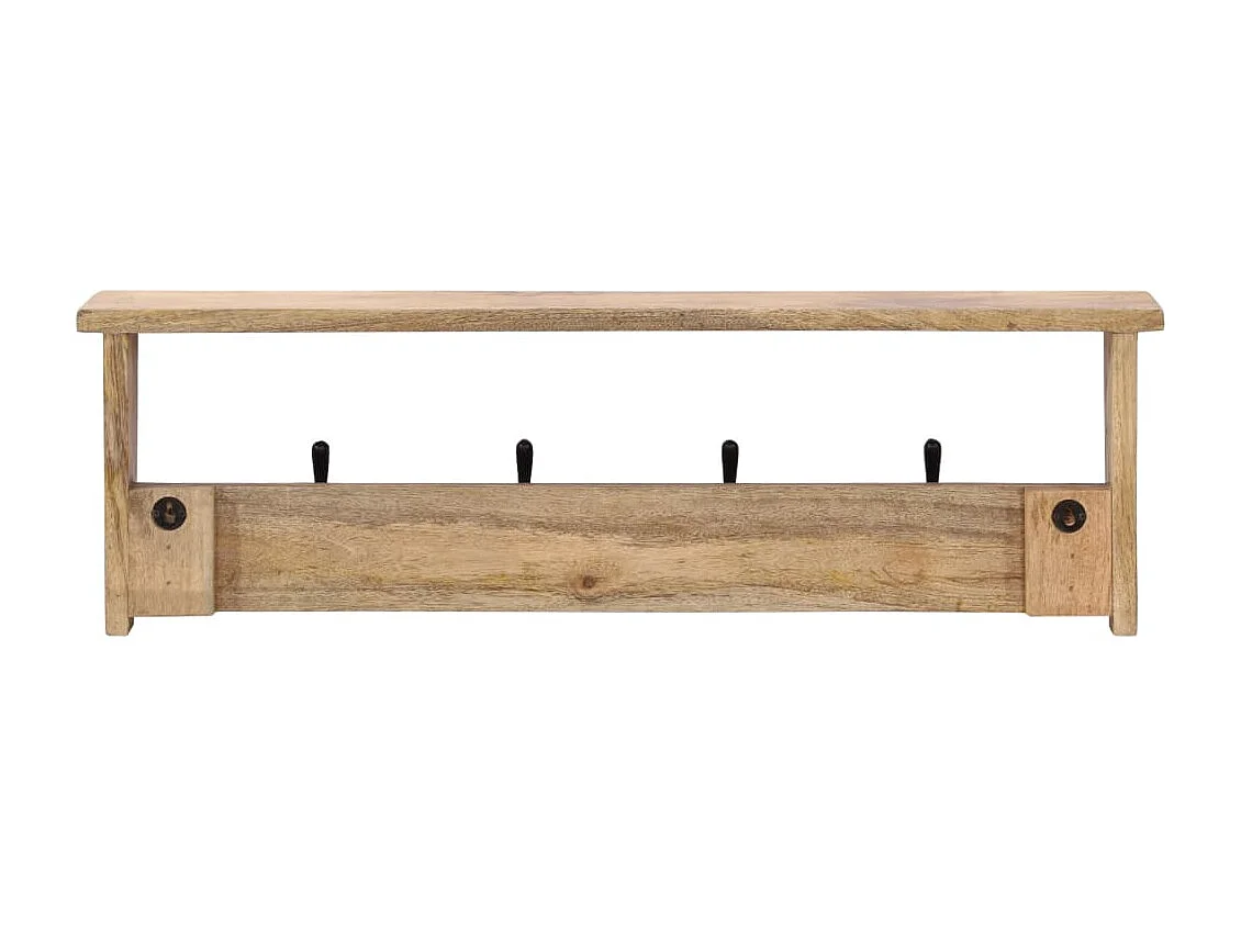 Wandgarderobe mit 4 Haken aus massivem Mangoholz