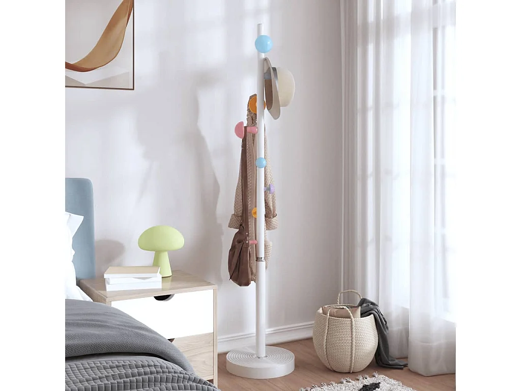 Porte-manteau blanc 172 cm fer enduit de poudre