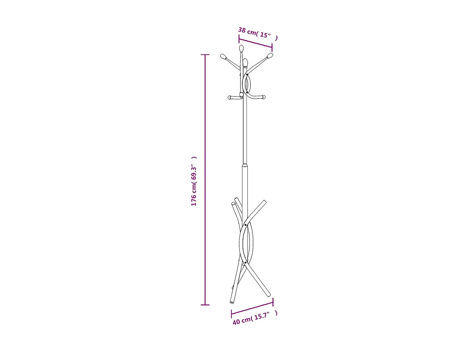 Appendiabiti bianco 176 cm in ferro verniciato a polvere