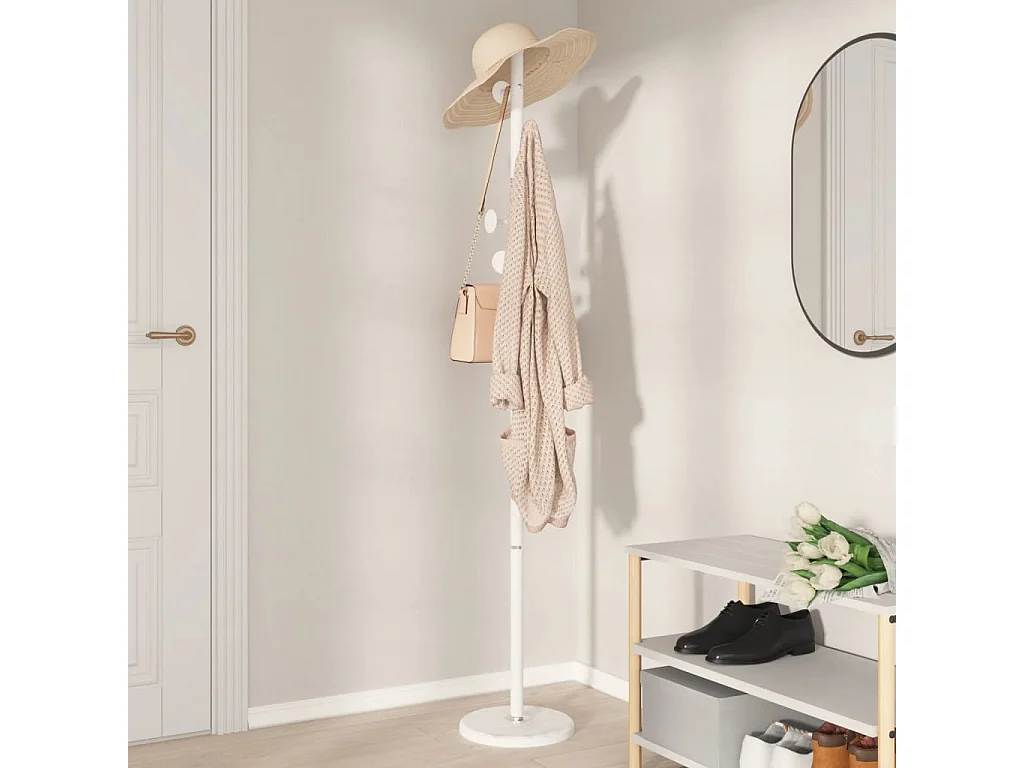 Porte-manteau blanc 176 cm fer enduit de poudre