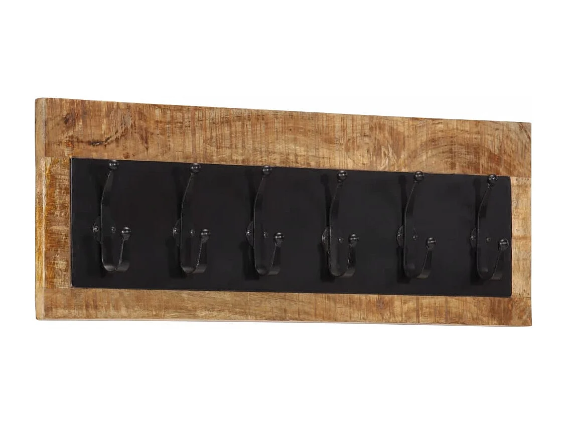 Porte-manteau mural avec 6 crochets bois de manguier massif