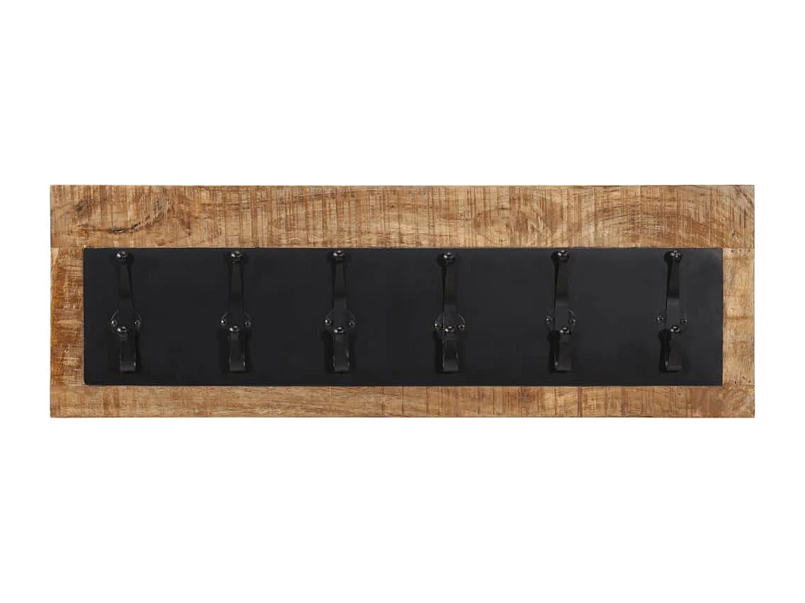 Porte-manteau mural avec 6 crochets bois de manguier massif