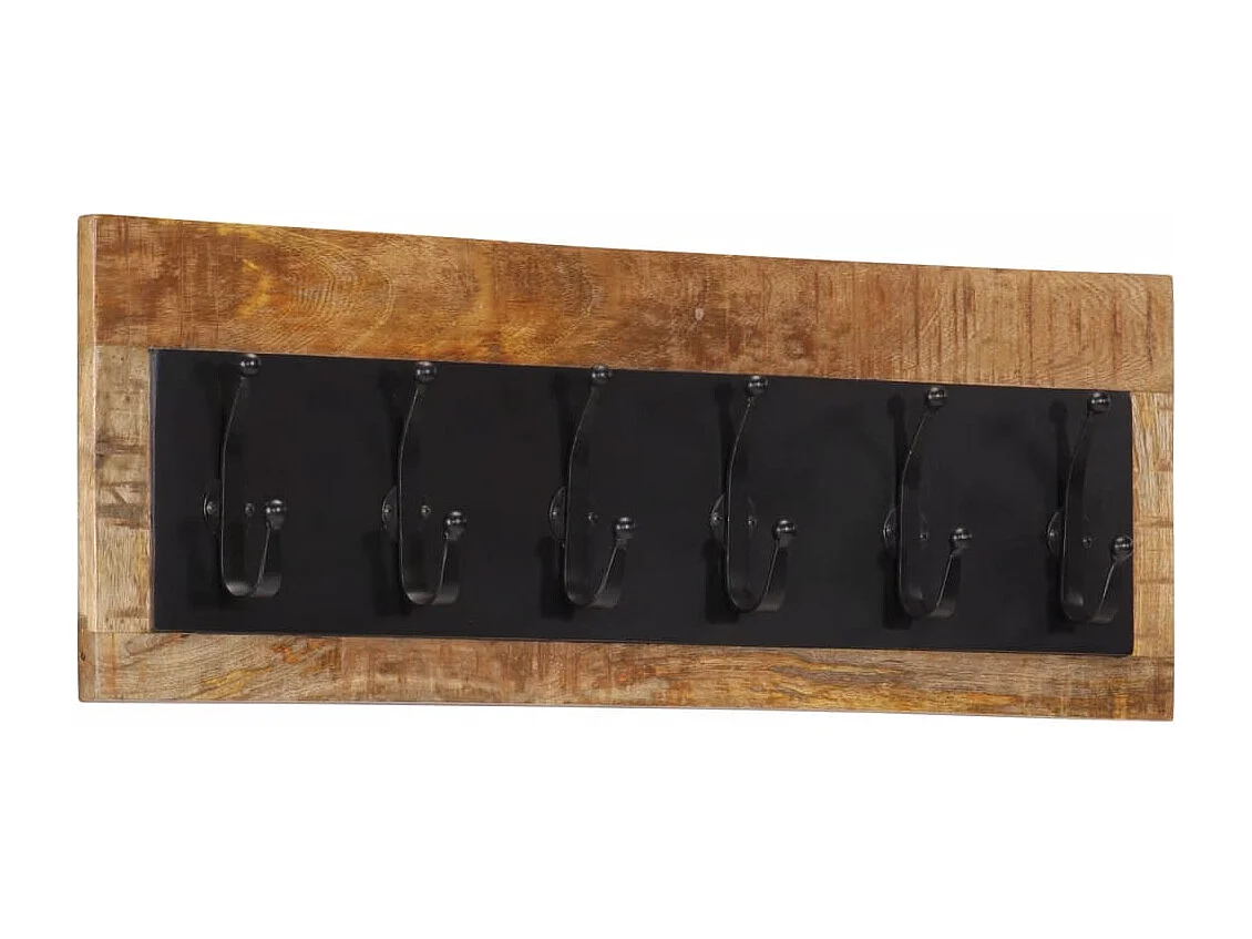 Perchero de pared con 6 ganchos en madera maciza de mango.