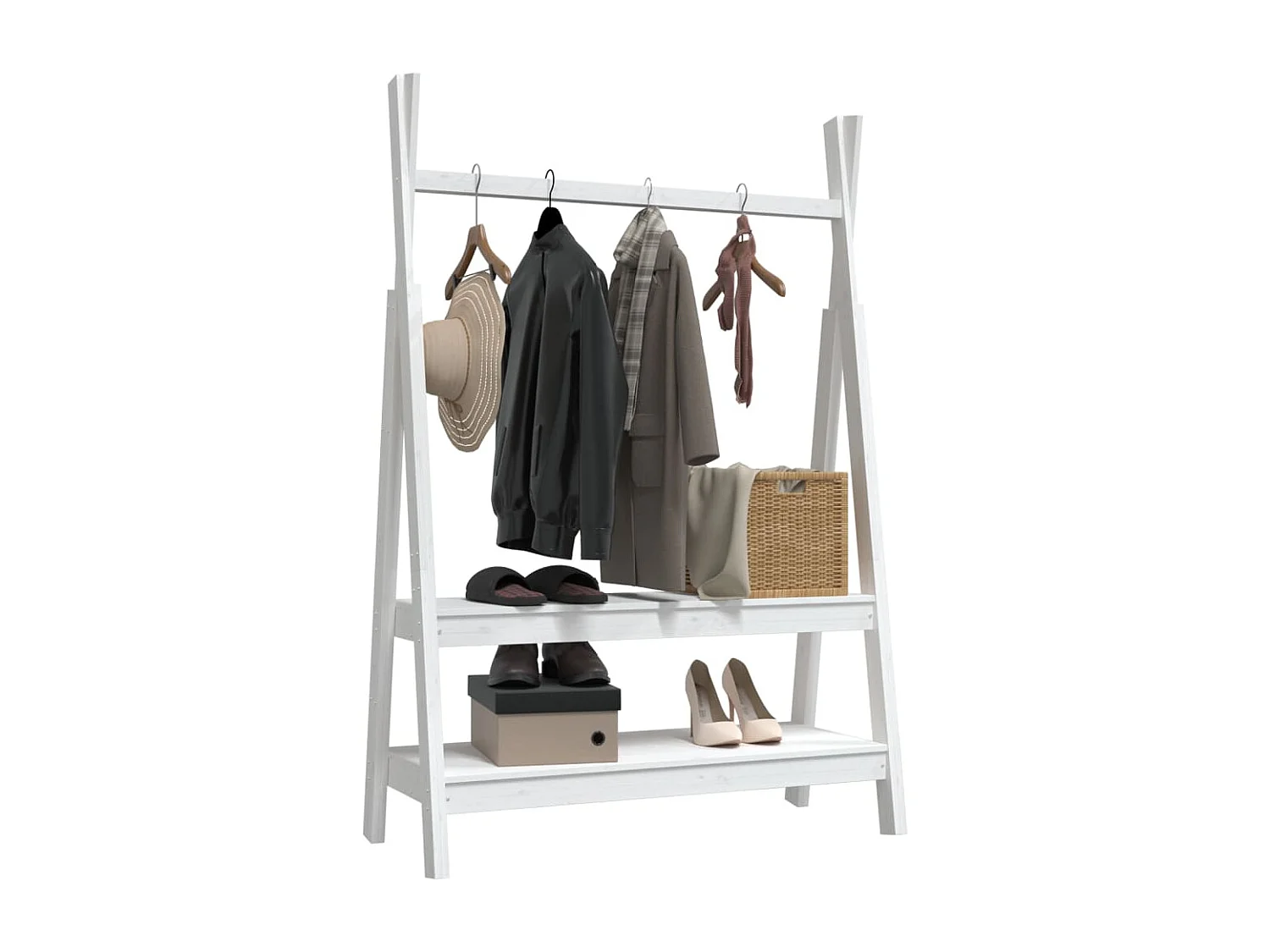 Porte-vêtements Blanc 100x45,5x150 cm Bois de pin massif