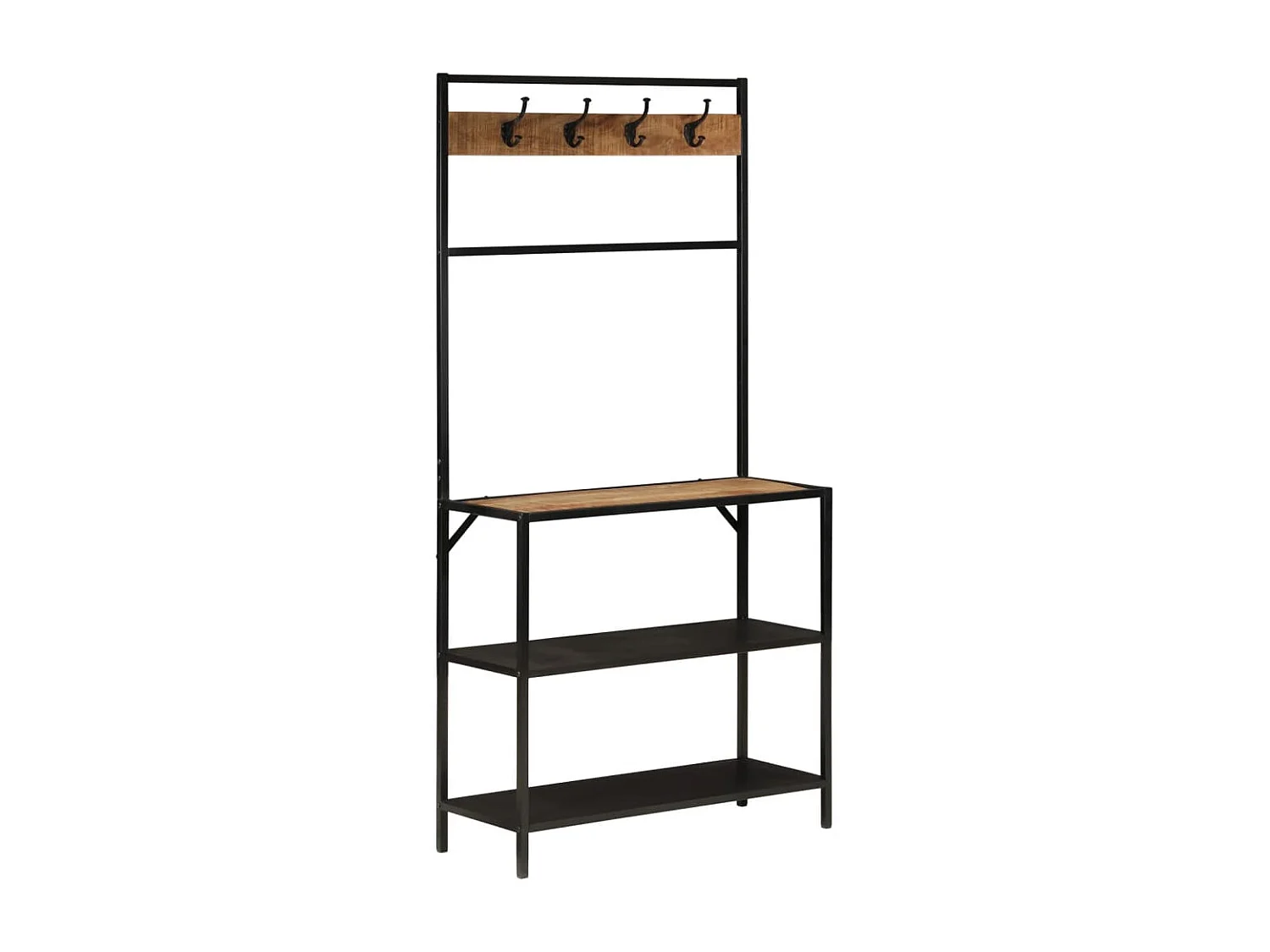 Porte-manteau 90x35x180 cm bois de manguier et fer