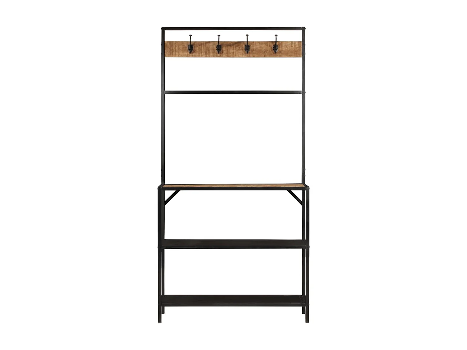 Porte-manteau 90x35x180 cm bois de manguier et fer