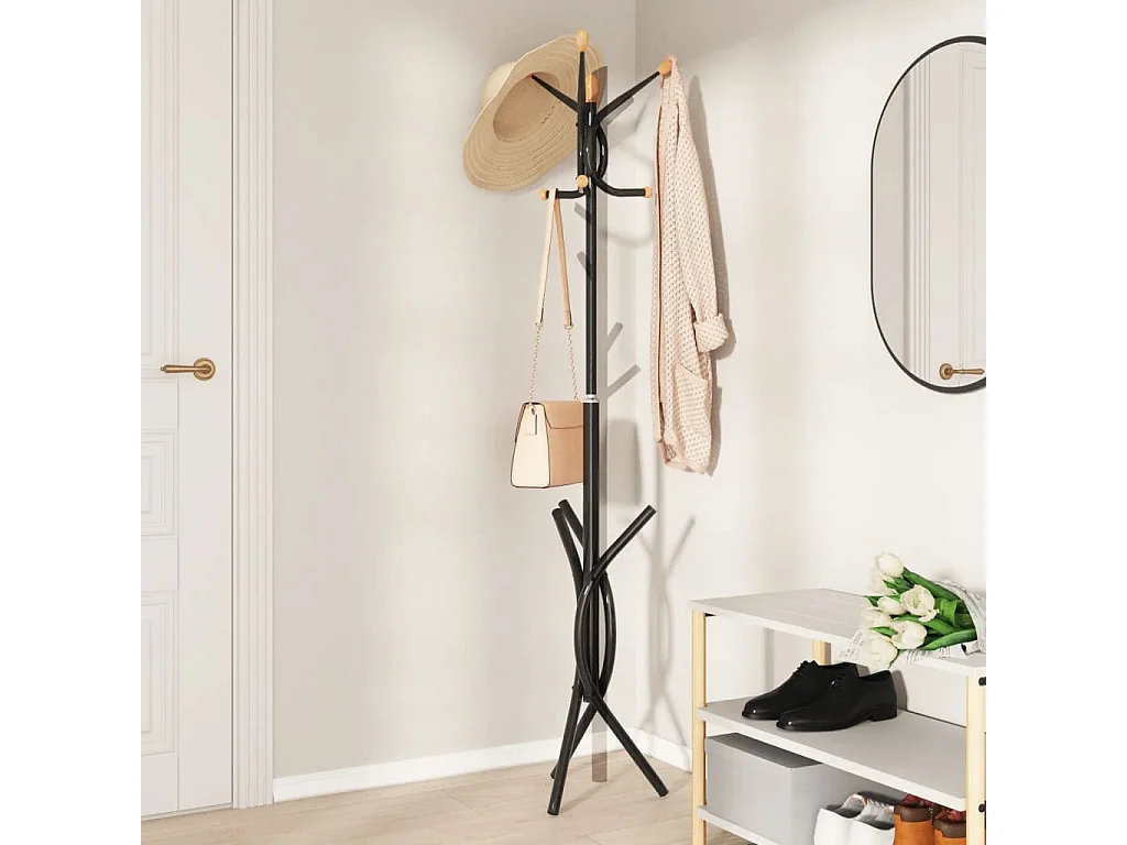 Perchero negro 176 cm hierro recubierto de polvo