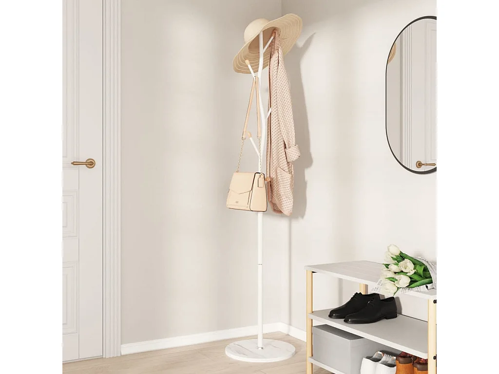 Porte-manteau blanc 177 cm fer enduit de poudre