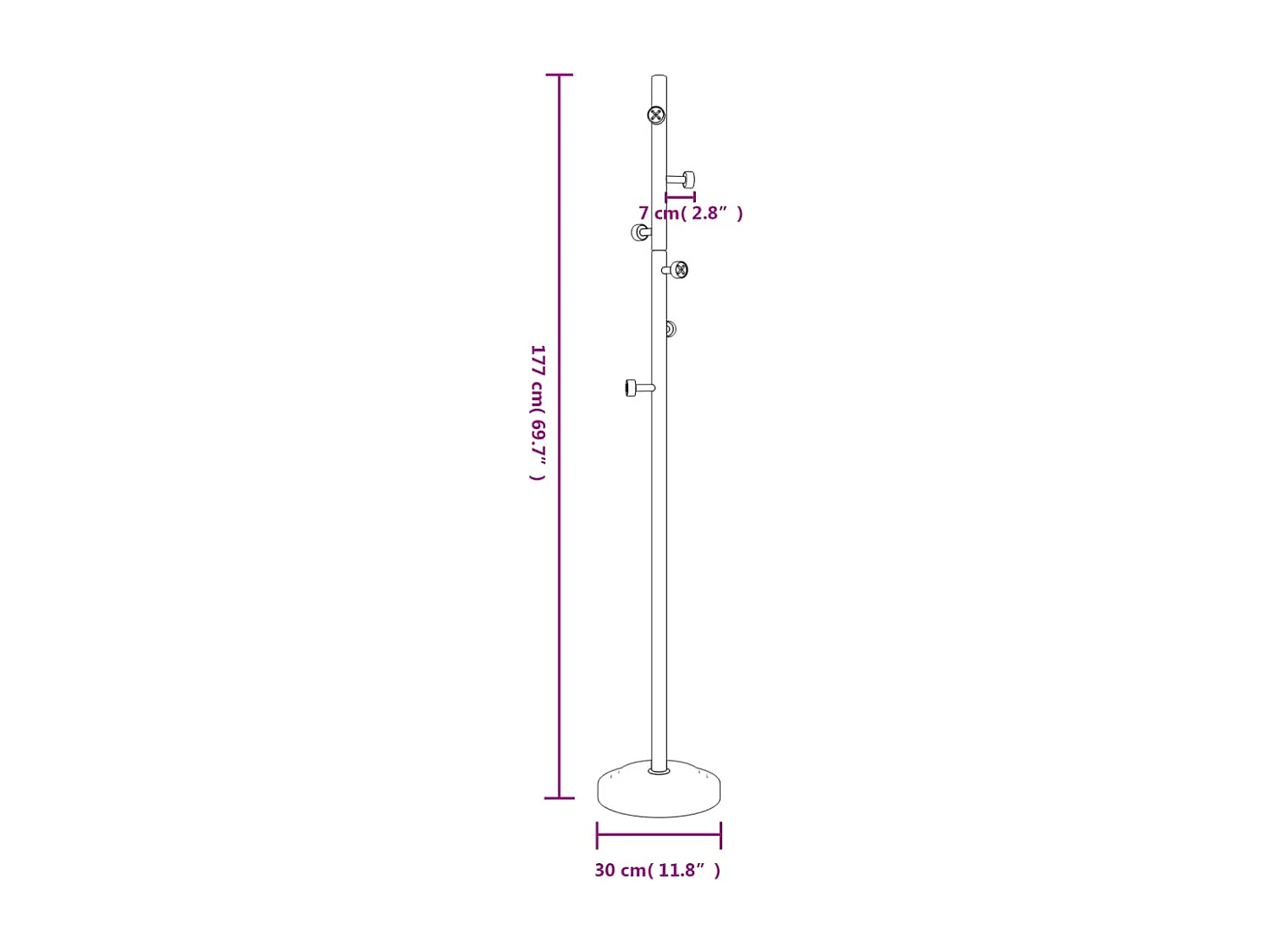 Porte-manteau blanc 177 cm fer enduit de poudre