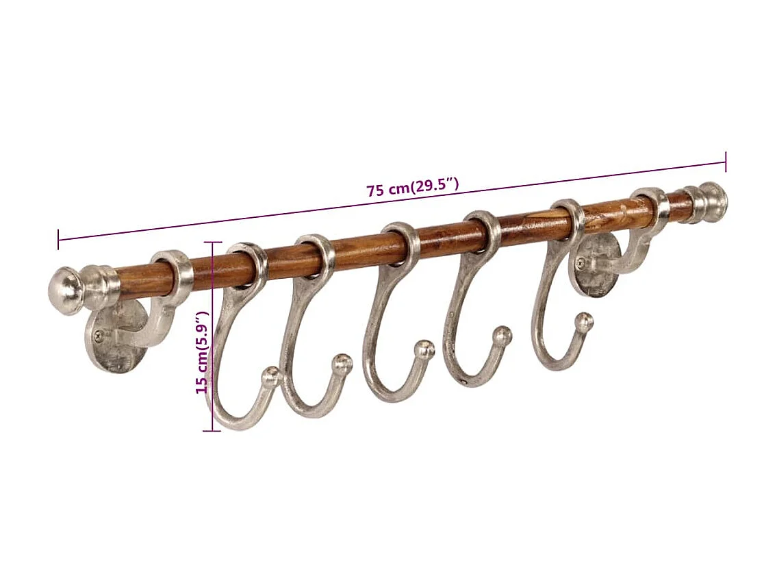 Porte-manteau mural 75x15 cm aluminium