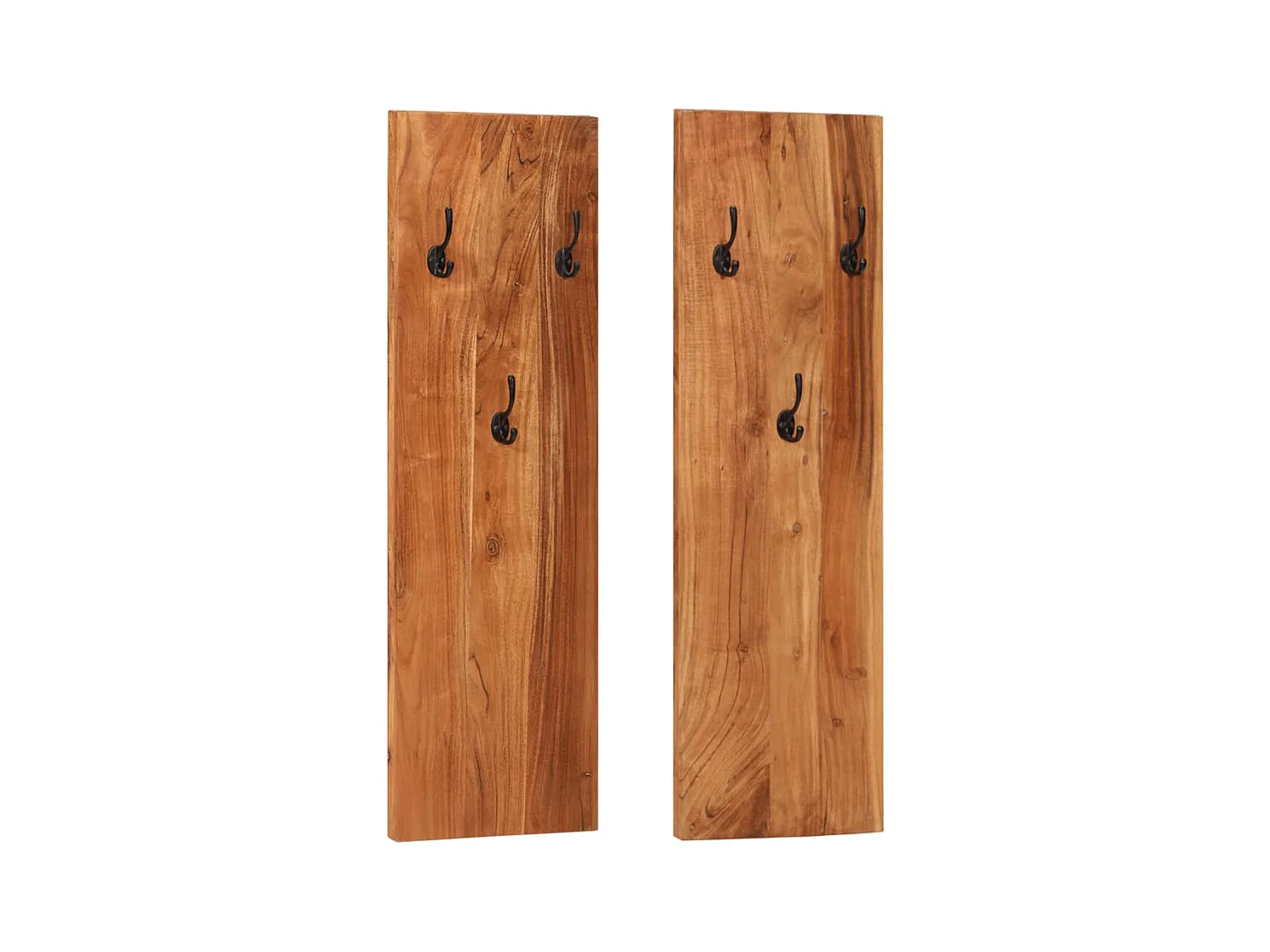 Porte-manteaux muraux 2 pcs 36x3x110 cm Bois d'acacia massif