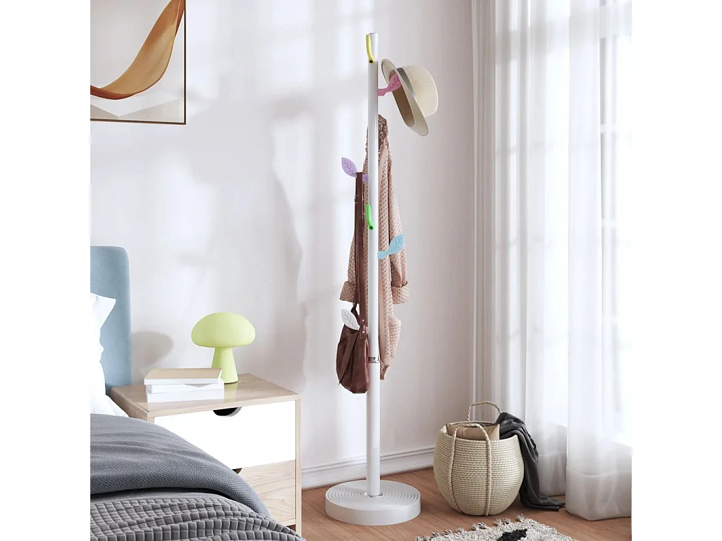 Porte-manteau blanc 172 cm fer enduit de poudre