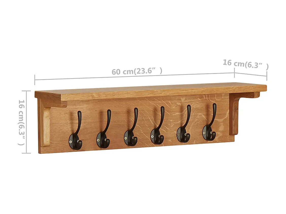 Porte-manteau 60x16x16 cm Bois de chêne massif