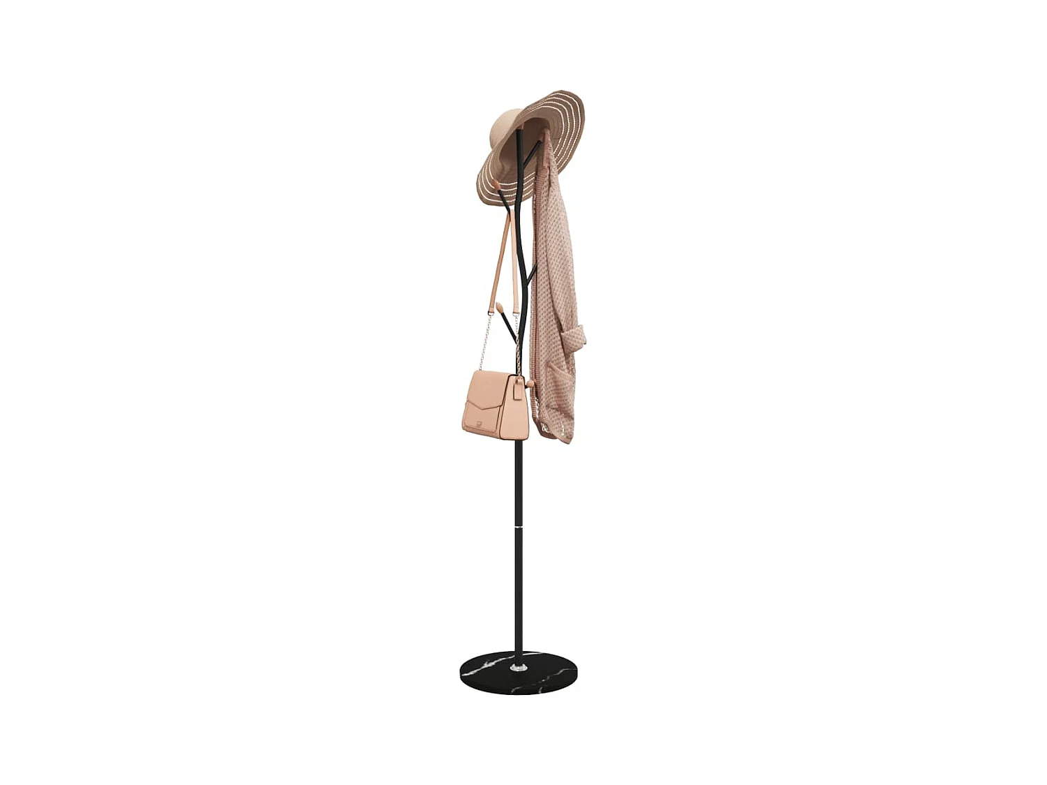 Schwarzer Garderobenständer 177 cm aus pulverbeschichtetem Eisen