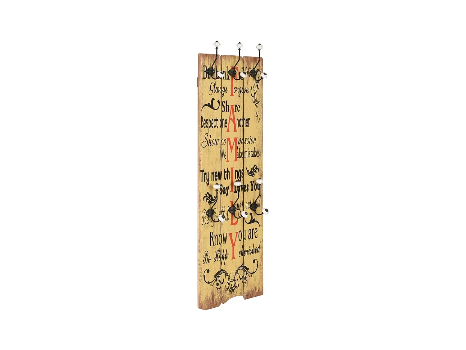 Wandkapstok met 6 haken 120 x 40 cm FAMILY