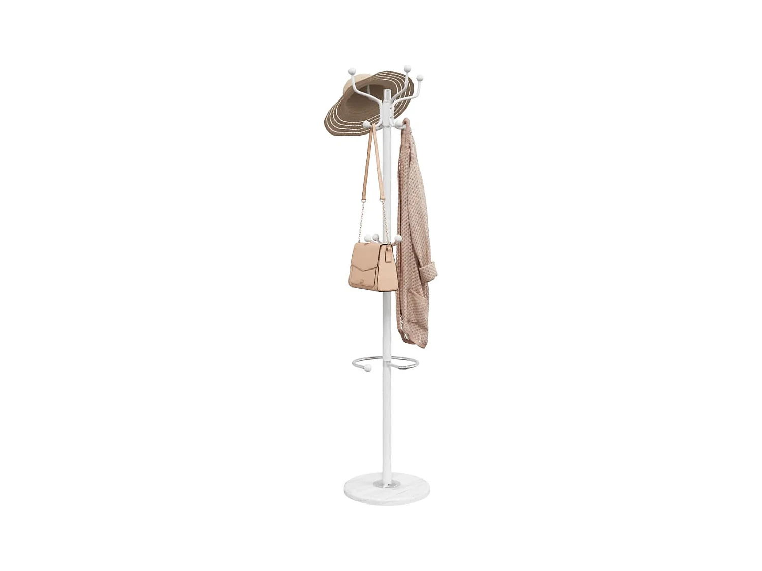 Porte-manteau avec porte-parapluie blanc fer enduit de poudre