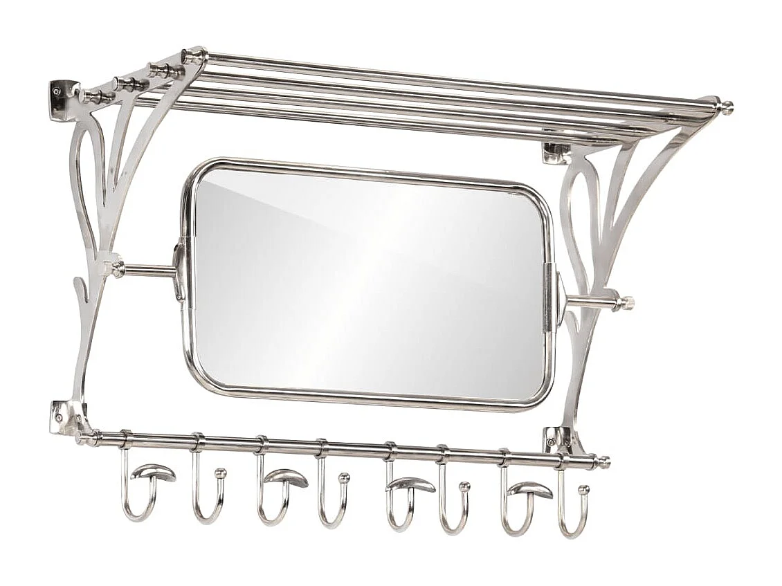 Porte-bagages avec cintres et miroir mural aluminium